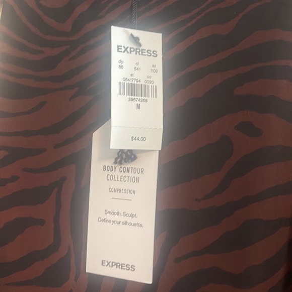 NWT Express Body Contour Double Layer Zebra Print High Neck Thong Bodysuit - Picture 3 of 4